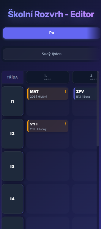 Školni rozvrh na telefonu